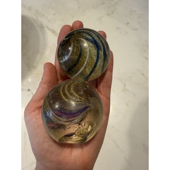 Vintage German Handmade Marbles Lot Of 2 Large - Picture 1 of 10